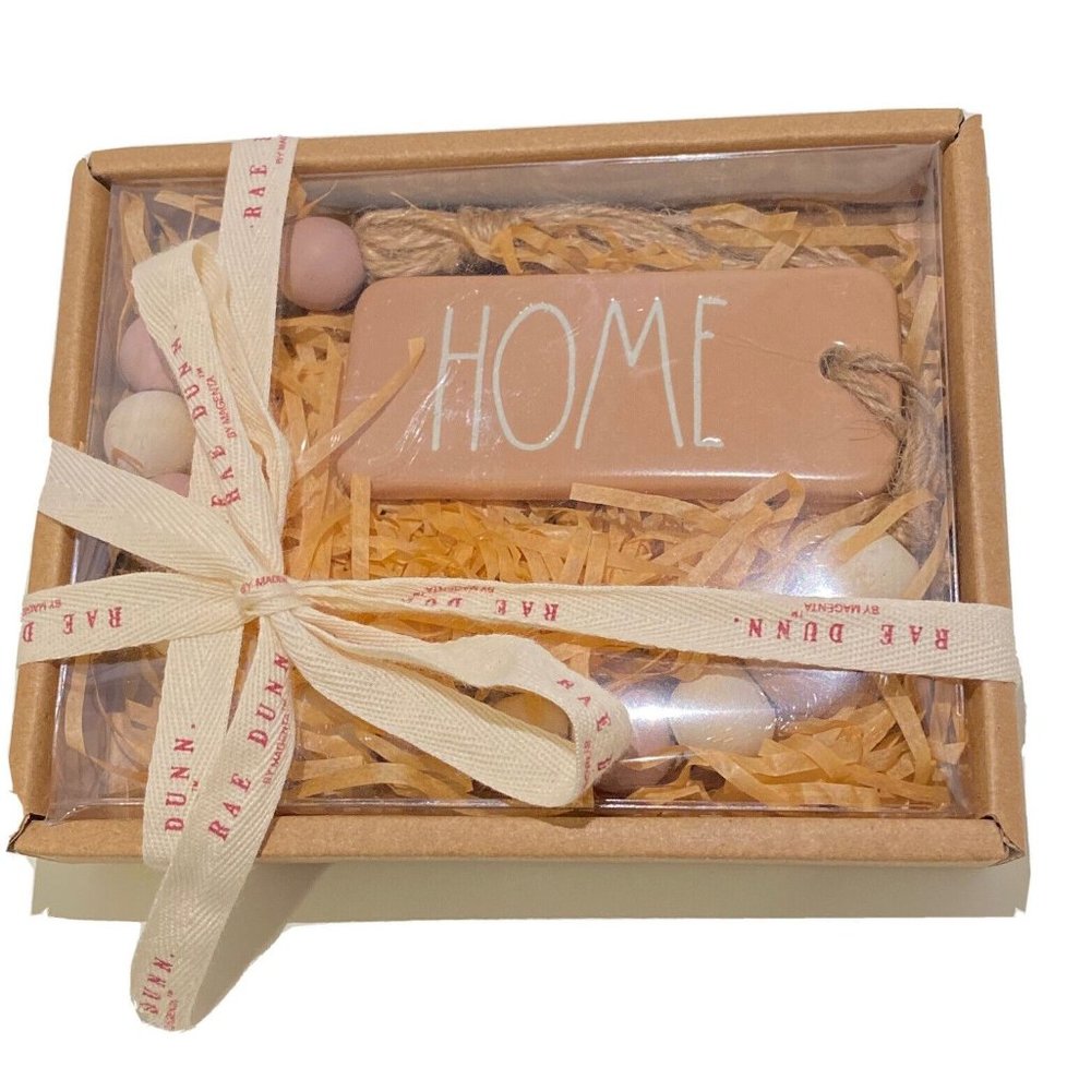 Rae Dunn Ceramic HOME. With beaded rope decor